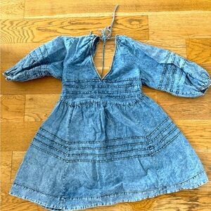 Free People denim dress with tie back